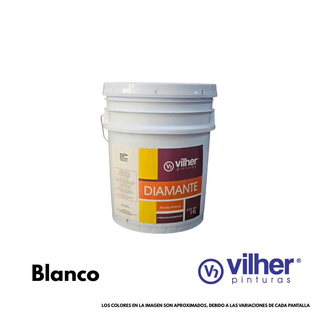 Pintura Vilher Vinílica Acrílica Diamante 19 Litros 3 Años Interior y Exterior