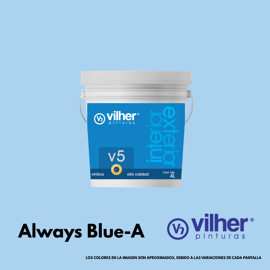 Pintura Vilher V5 Vinílica Acrílica 4 Litros 5 Años Interior y Exterior