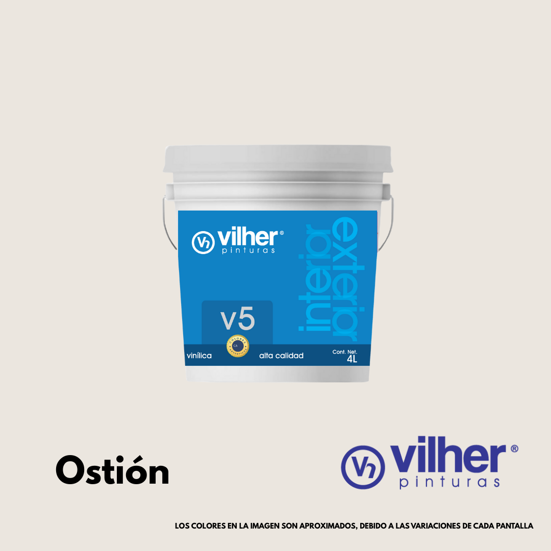 Pintura Vilher V5 Vinílica Acrílica 4 Litros 5 Años Interior y Exterior