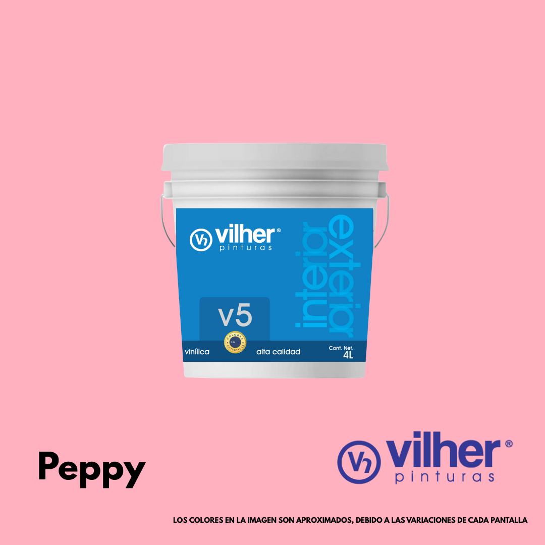 Pintura Vilher V5 Vinílica Acrílica 4 Litros 5 Años Interior y Exterior