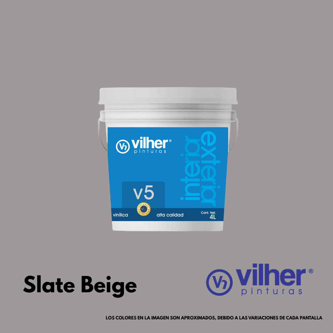 Pintura Vilher V5 Vinílica Acrílica 4 Litros 5 Años Interior y Exterior