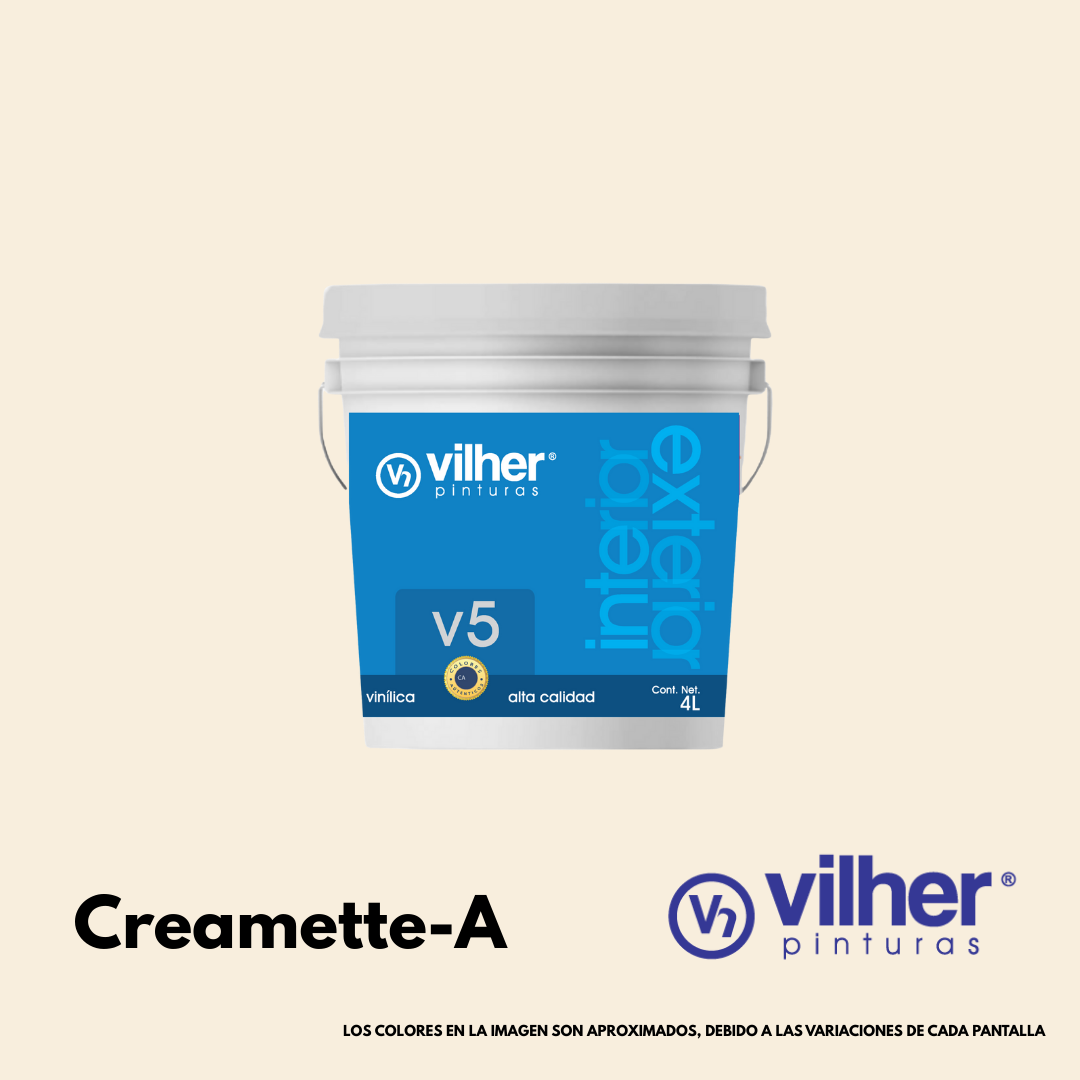 Pintura Vilher V5 Vinílica Acrílica 4 Litros 5 Años Interior y Exterior