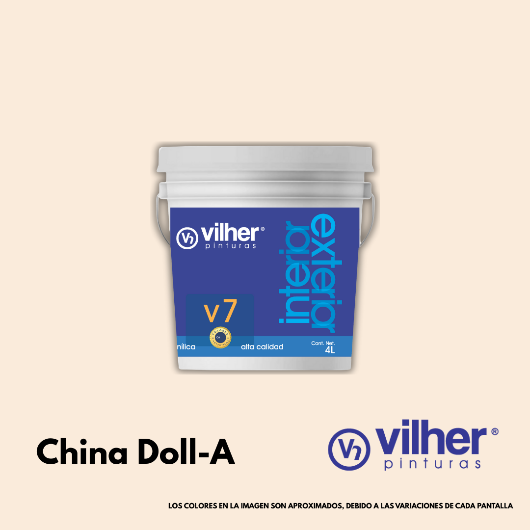 Pintura Vilher V7 Vinílica Acrílica 4 Litros 7 Años Interior y Exterior
