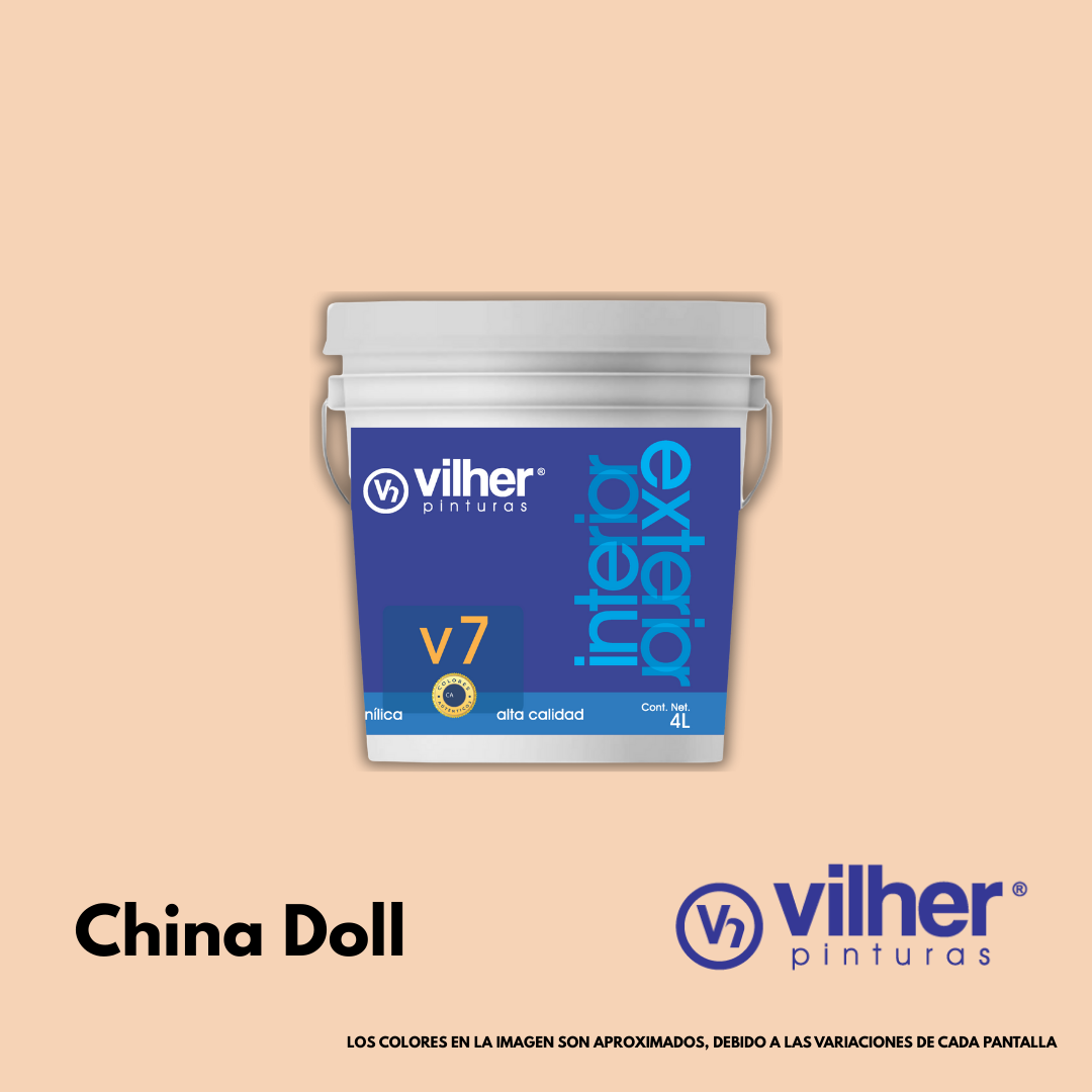 Pintura Vilher V7 Vinílica Acrílica 4 Litros 7 Años Interior y Exterior