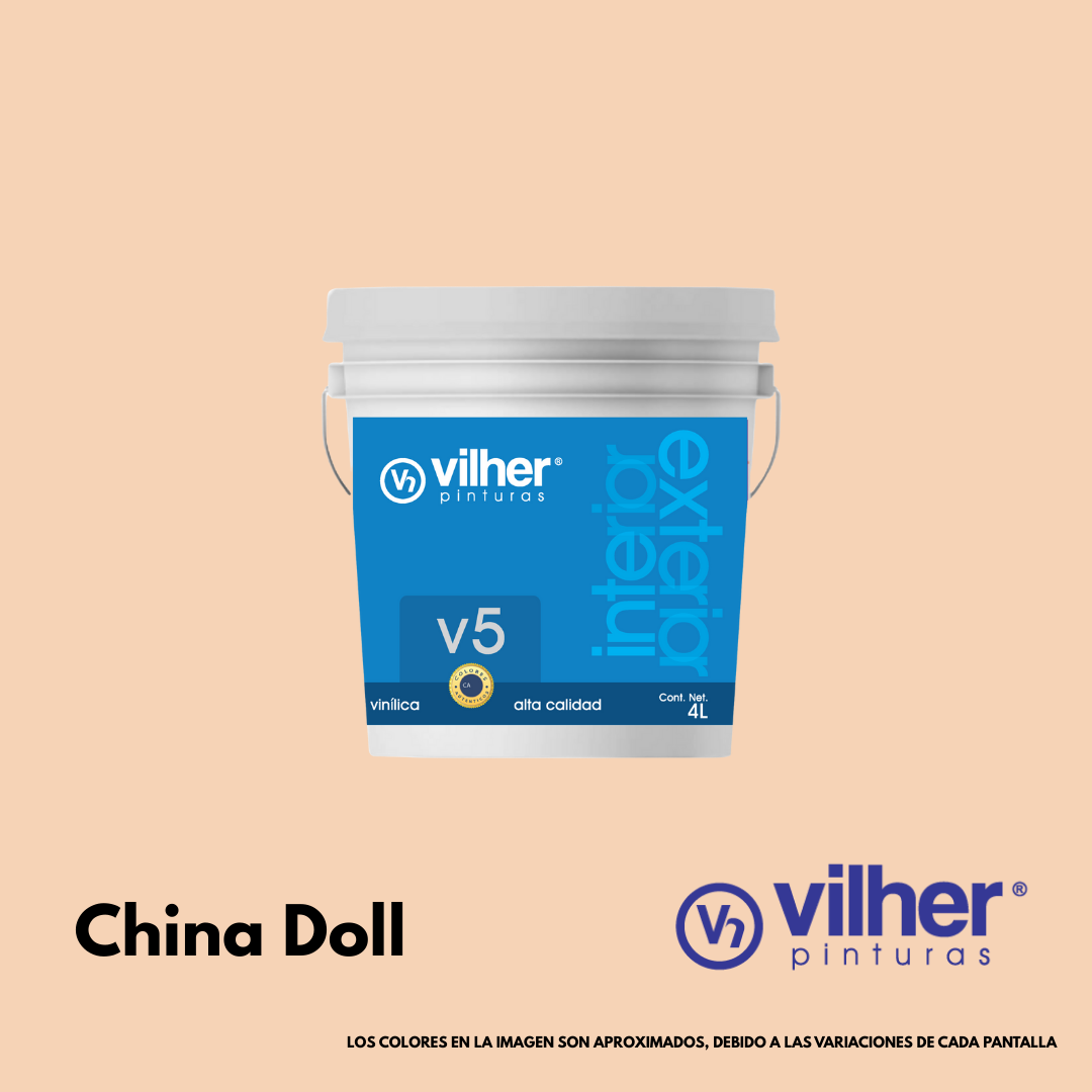 Pintura Vilher V5 Vinílica Acrílica 4 Litros 5 Años Interior y Exterior