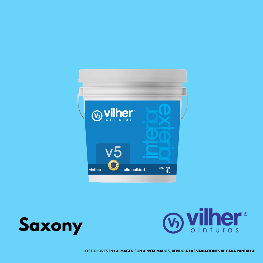 Pintura Vilher V5 Vinílica Acrílica 4 Litros 5 Años Interior y Exterior