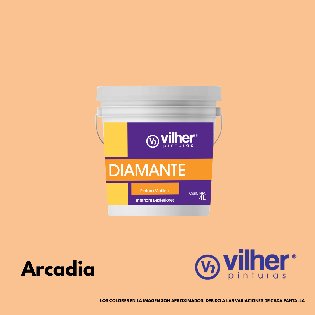 Pintura Vilher Vinílica Acrílica Diamante 4 Litros 3 Años Interior y Exterior
