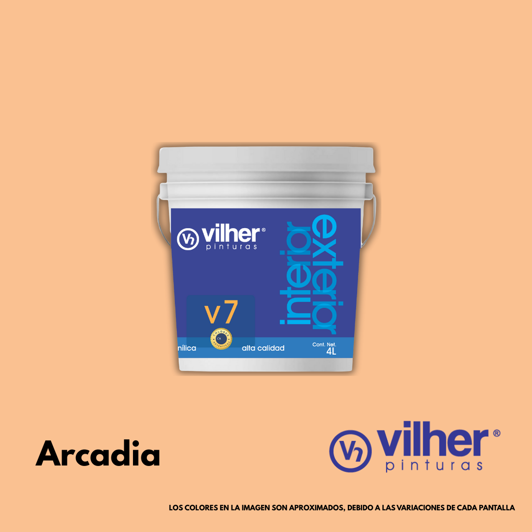 Pintura Vilher V7 Vinílica Acrílica 4 Litros 7 Años Interior y Exterior