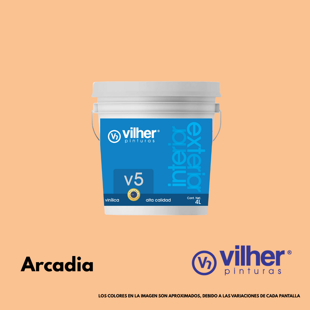 Pintura Vilher V5 Vinílica Acrílica 4 Litros 5 Años Interior y Exterior
