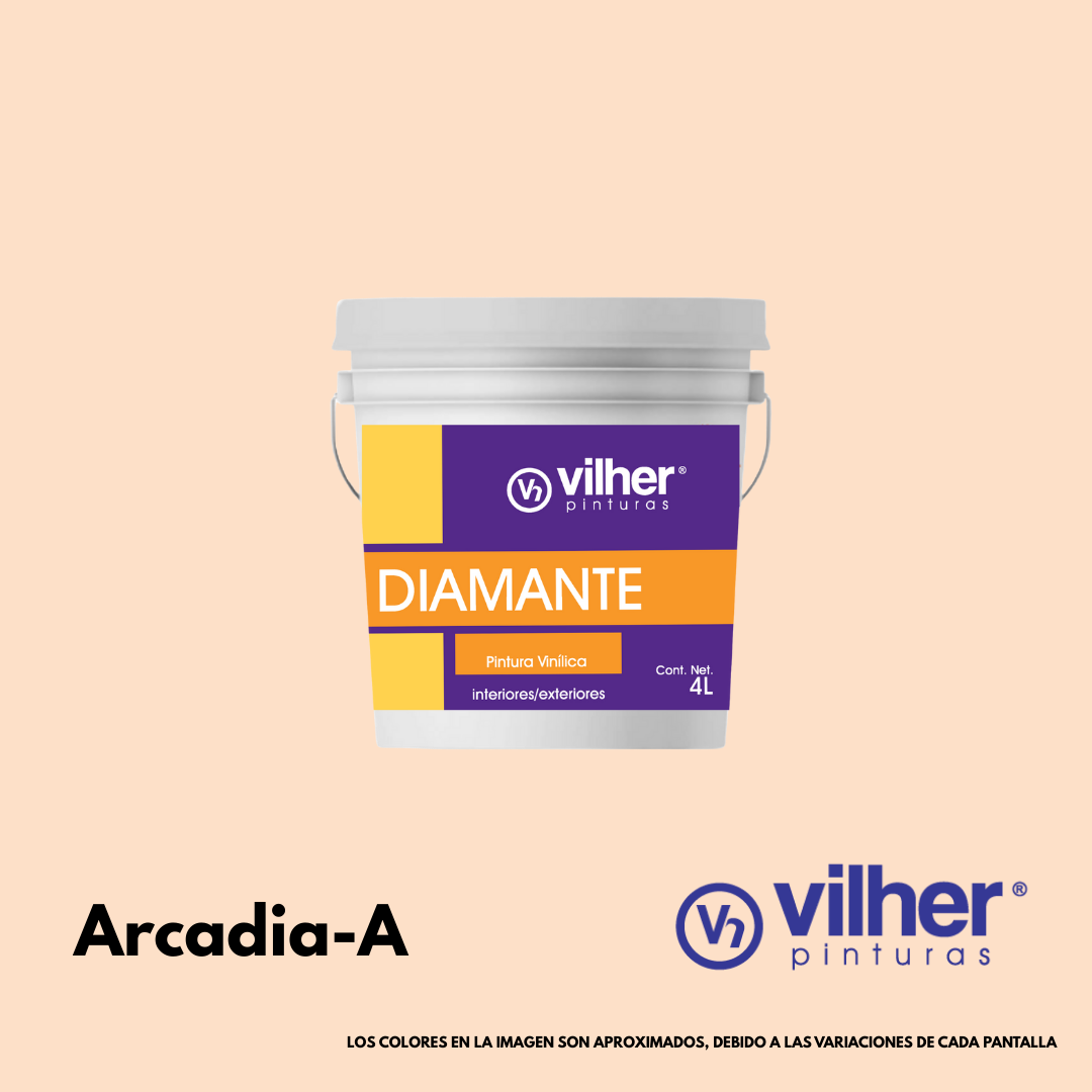 Pintura Vilher Vinílica Acrílica Diamante 4 Litros 3 Años Interior y Exterior