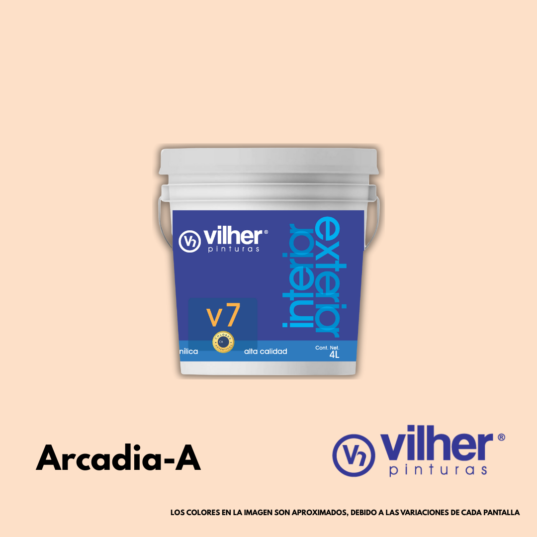 Pintura Vilher V7 Vinílica Acrílica 4 Litros 7 Años Interior y Exterior