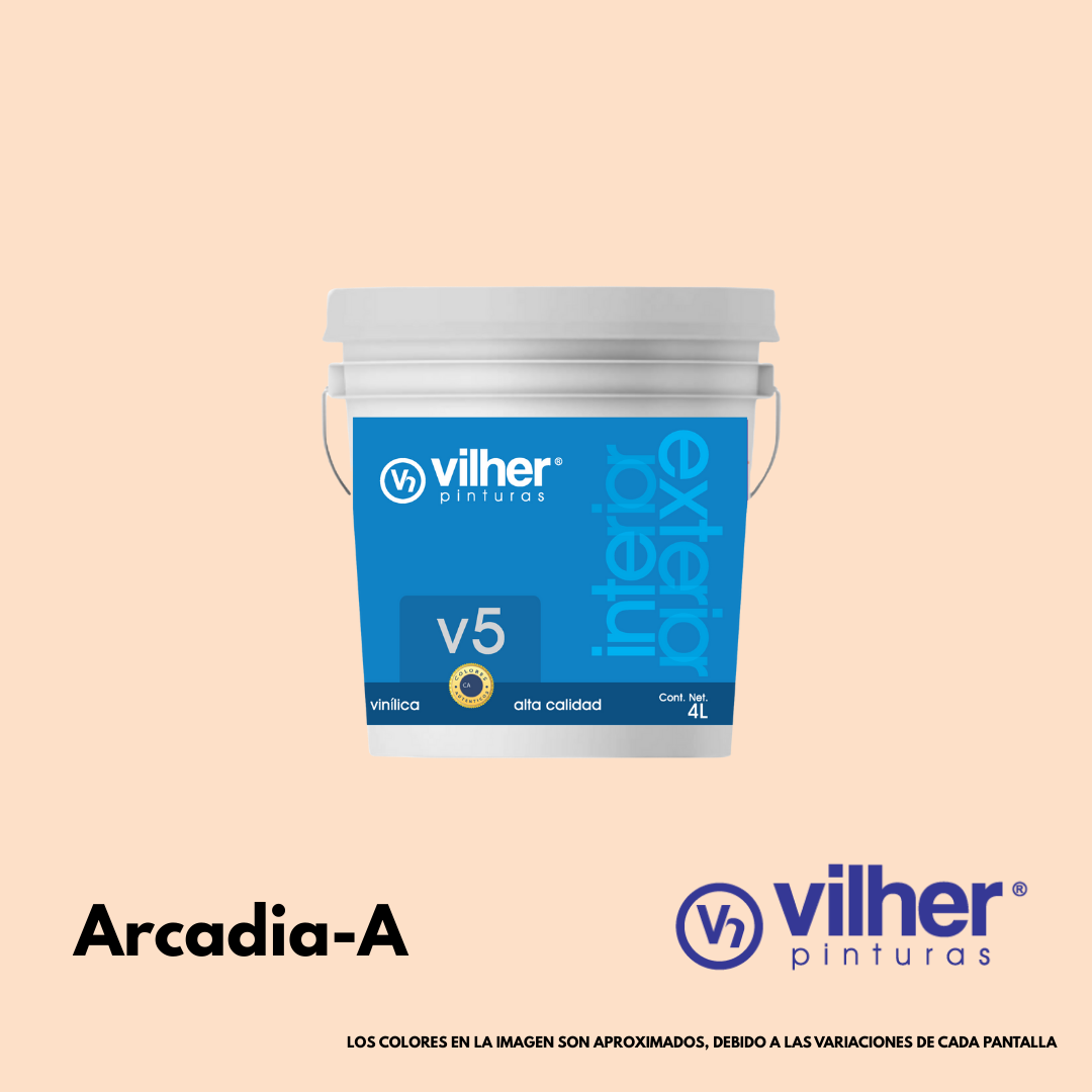 Pintura Vilher V5 Vinílica Acrílica 4 Litros 5 Años Interior y Exterior
