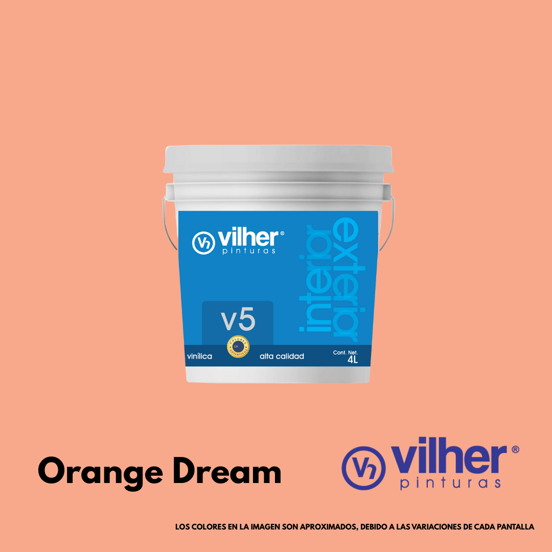 Pintura Vilher V5 Vinílica Acrílica 4 Litros 5 Años Interior y Exterior