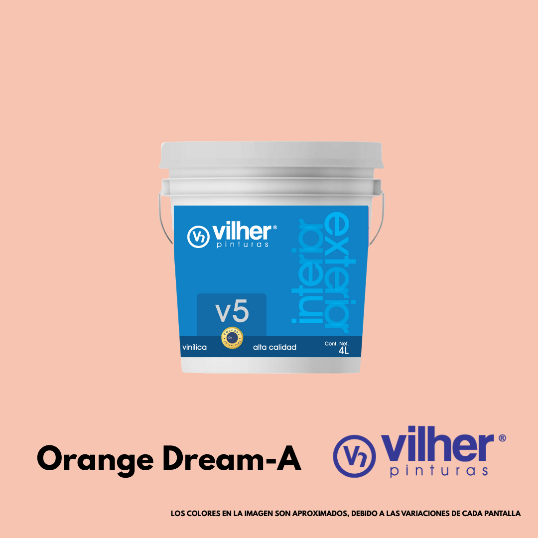 Pintura Vilher V5 Vinílica Acrílica 4 Litros 5 Años Interior y Exterior