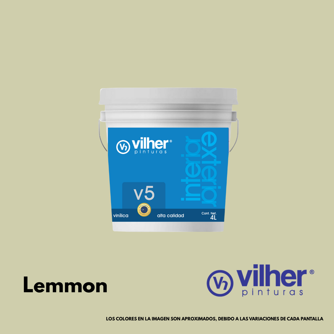 Pintura Vilher V5 Vinílica Acrílica 4 Litros 5 Años Interior y Exterior