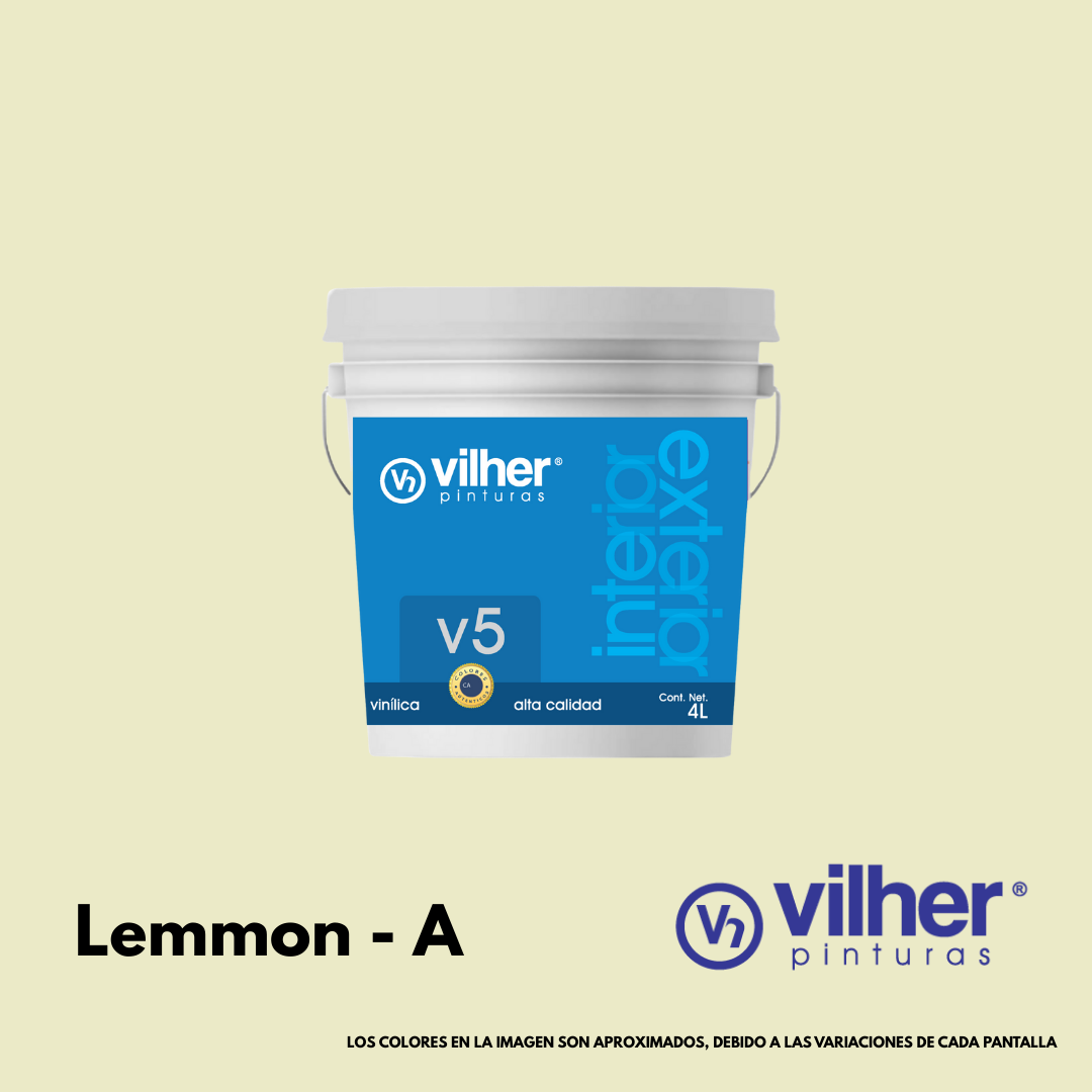 Pintura Vilher V5 Vinílica Acrílica 4 Litros 5 Años Interior y Exterior