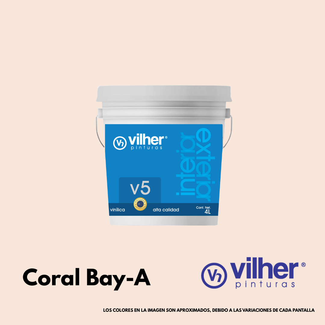 Pintura Vilher V5 Vinílica Acrílica 4 Litros 5 Años Interior y Exterior
