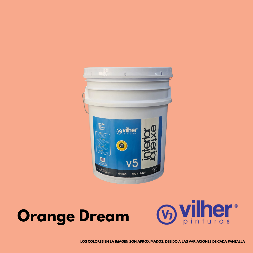 Pintura Vilher V5 Vinílica Acrílica 19 Litros 5 Años Interior y Exterior