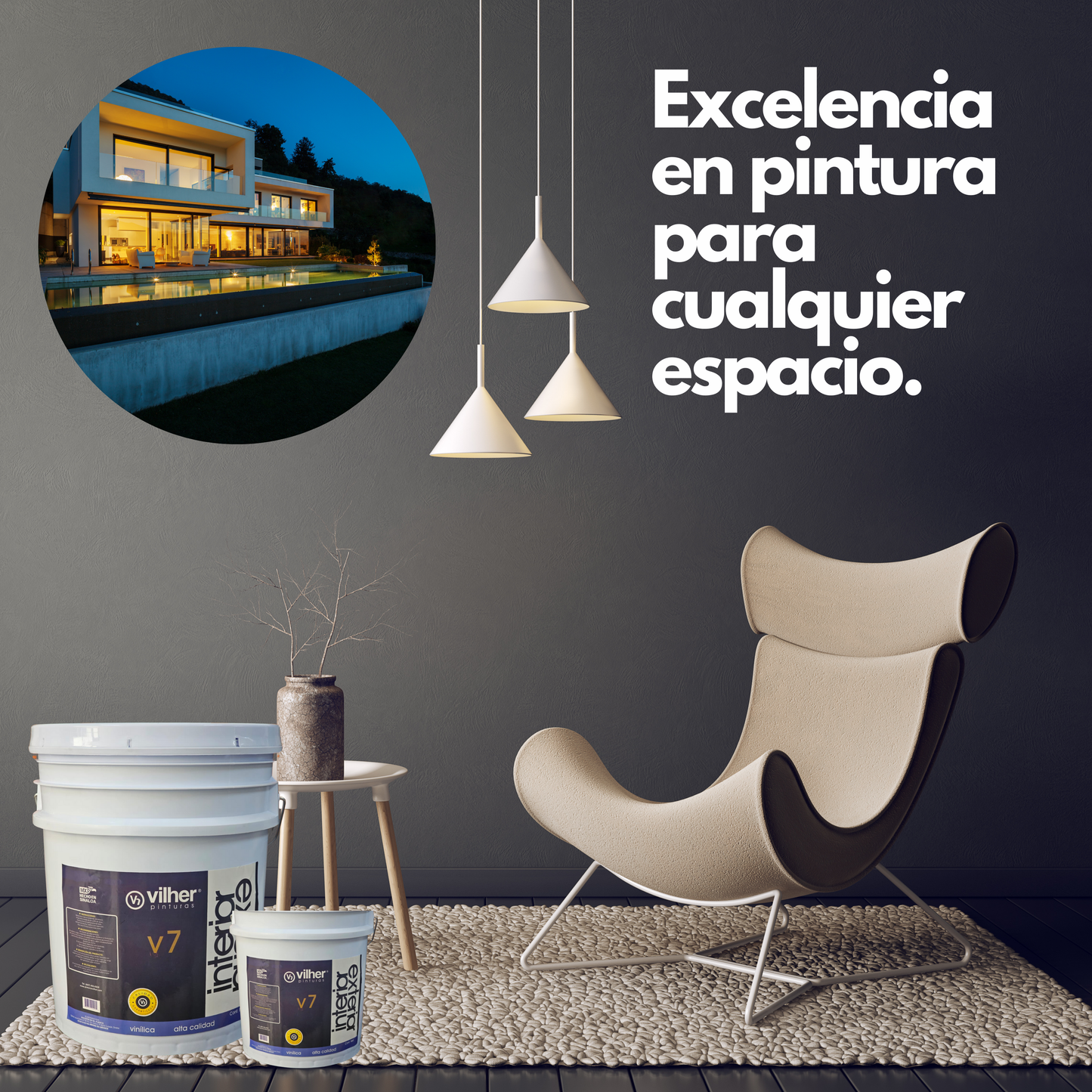 Pintura Vilher V7 Vinílica Acrílica 4 Litros 7 Años Interior y Exterior