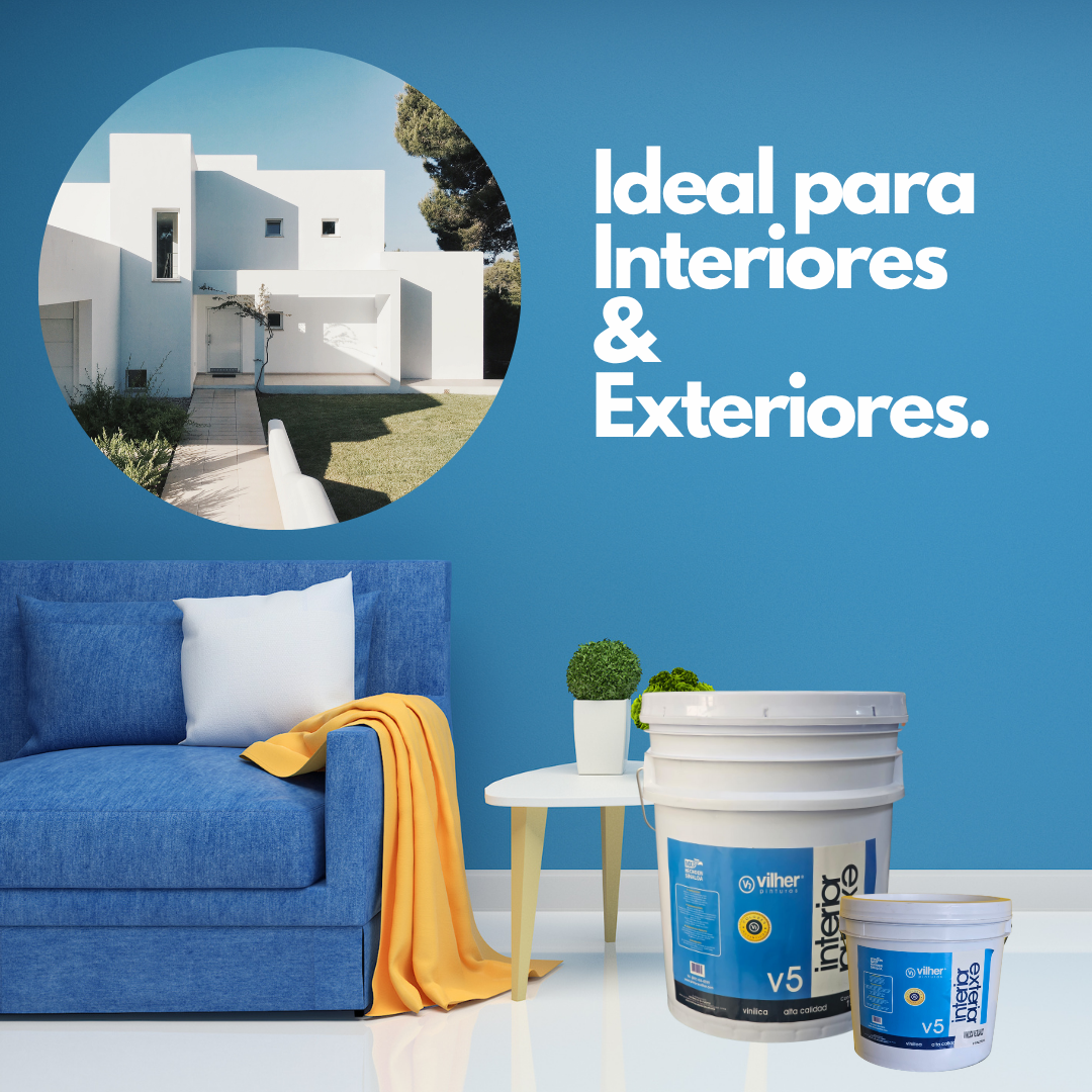 Pintura Vilher V5 Vinílica Acrílica 4 Litros 5 Años Interior y Exterior