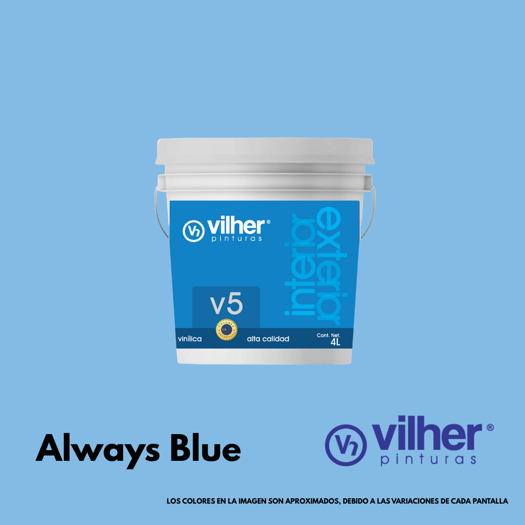 Pintura Vilher V5 Vinílica Acrílica 4 Litros 5 Años Interior y Exterior