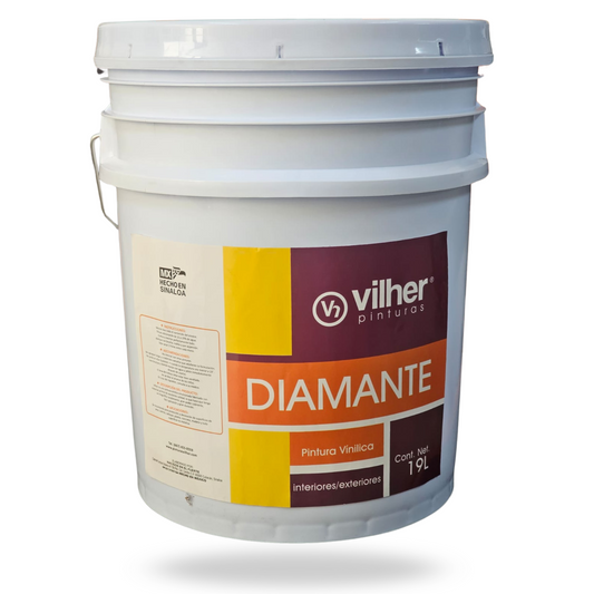 Pintura Vilher Vinílica Acrílica Diamante 19 Litros 3 Años Interior y Exterior