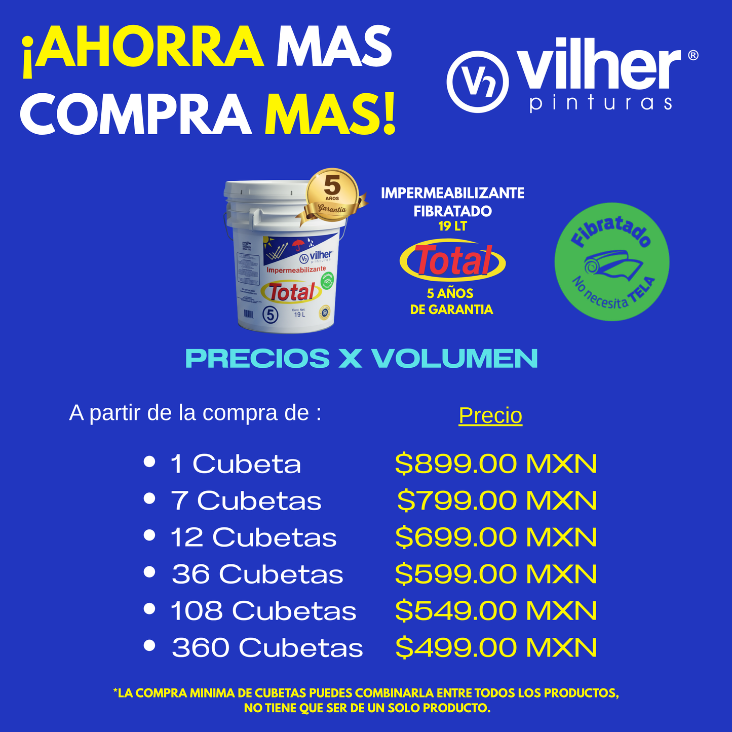Impermeabilizante Fibratado TOTAL 19 Litros 5 Años