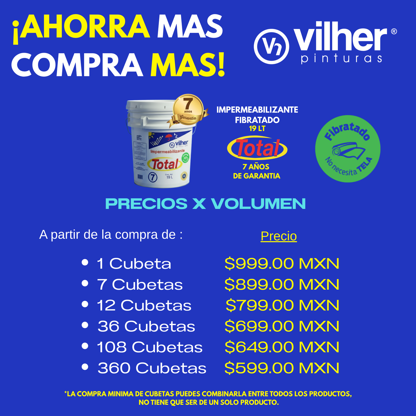 Impermeabilizante Fibratado TOTAL 19 Litros 7 Años