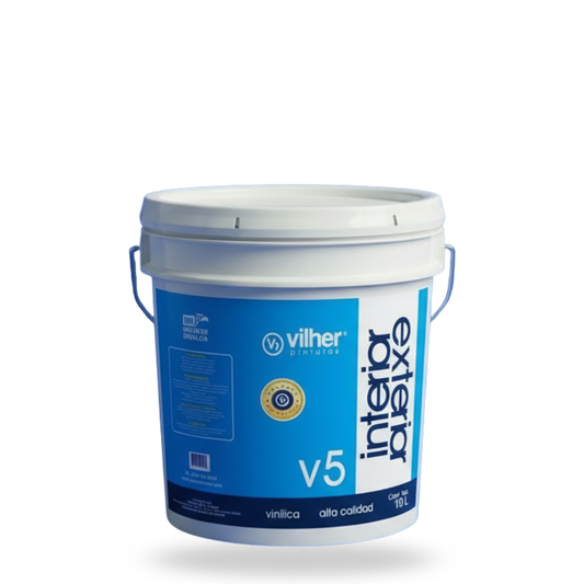 Pintura Vilher V5 Vinílica Acrílica 4 Litros 5 Años Interior y Exterior