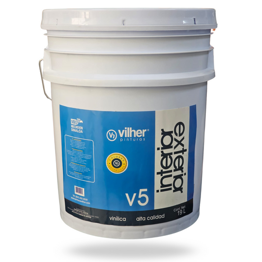Pintura Vilher V5 Vinílica Acrílica 19 Litros 5 Años Interior y Exterior